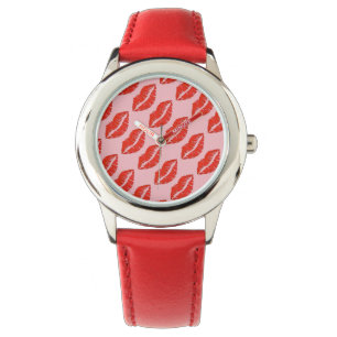 Red Lips Kiss Kisses Hearts Love Valentine's Day Watch
