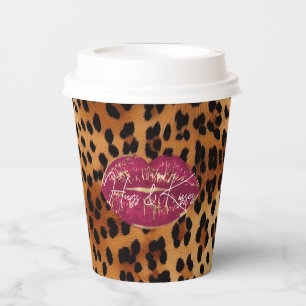 Red Lips Kiss Leopard Paper Cups