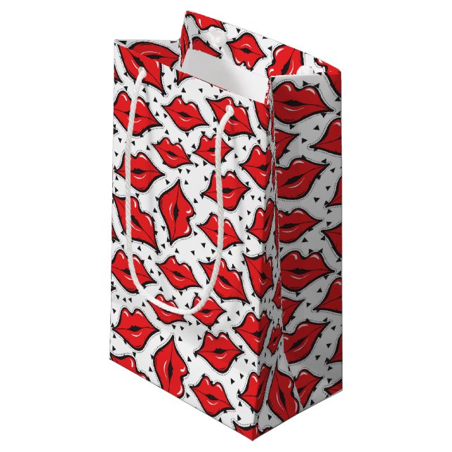 Red Lips Kiss Lipstick & Beauty Supply Distributor Small Gift Bag (Front Angled)