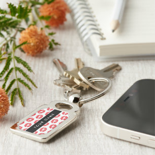 Red Lips, Kiss, Lipstick, Your Name, Personalise Keychain