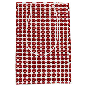Red Lips Kiss Print Medium Gift Bag