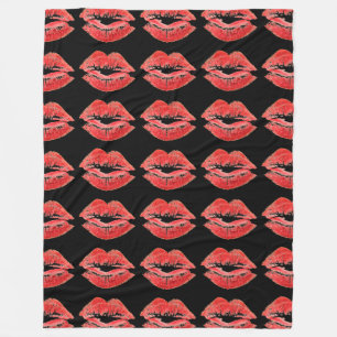 red lips kiss print valentines day blanket