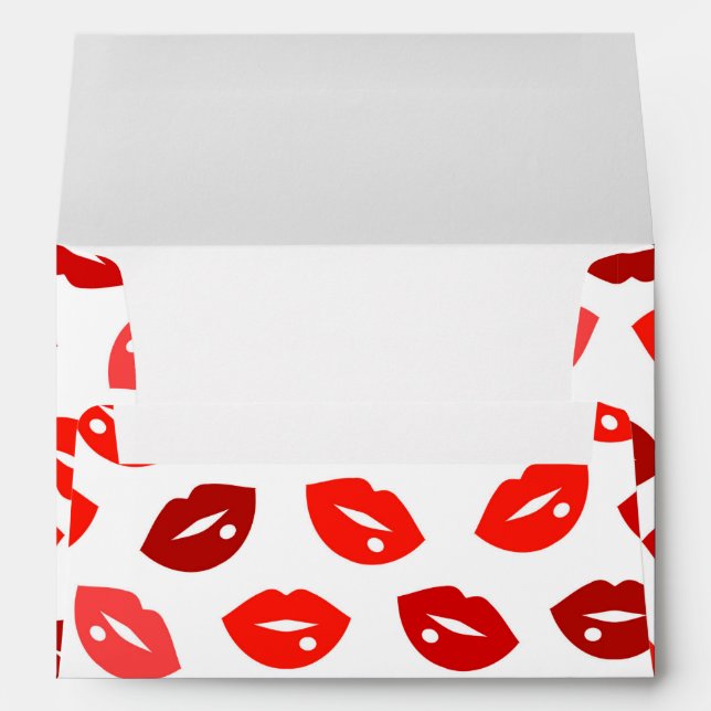 Red lips kiss vector pattern envelopes (Back (Bottom))