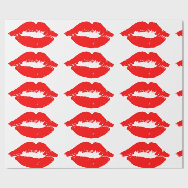 RED LIPS KISS  WRAPPING PAPER (Flat)