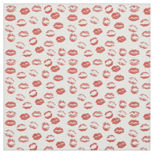 Red Lips Kisses Fabric