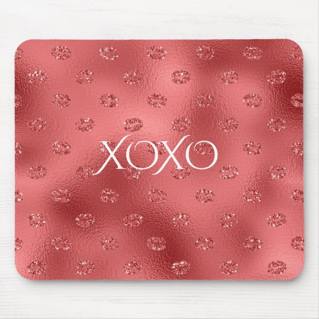 Red Lips Kisses XOXO Mouse Pad (Front)