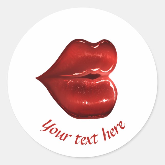 Red lips label sticker love (Front)