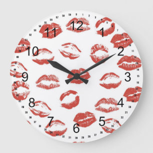Red Lips Large Clock