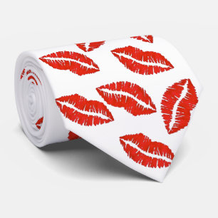 Red Lips Lipstick Kiss Me Print Valentine's Day Tie
