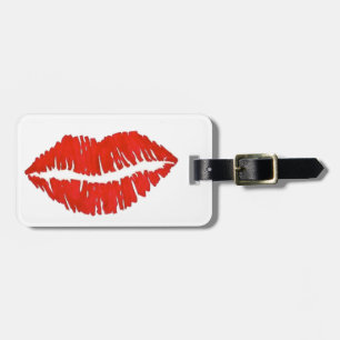 Red Lips Lipstick Kiss Personalized Fashionista Luggage Tag