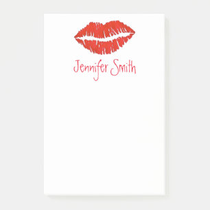 Red Lips Lipstick Kiss Personalized Makeup Artist Post-it Notes