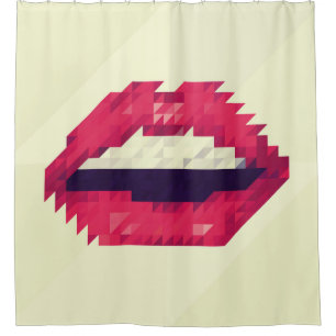 Red lips made of small triangles, pixelshipster,pi
