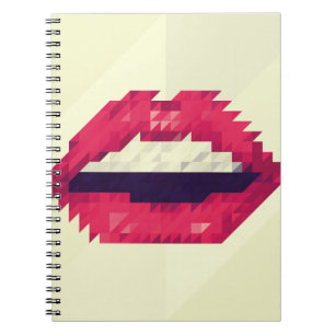 Red lips made of small triangles, pixelshipster,pi notebook