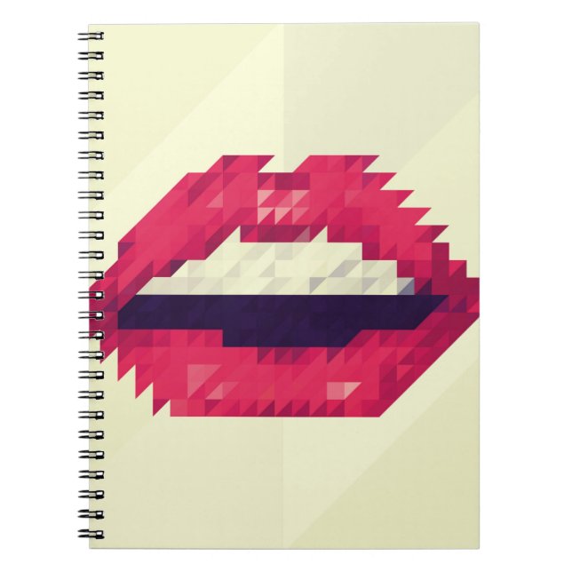 Red lips made of small triangles, pixelshipster,pi notebook (Front)