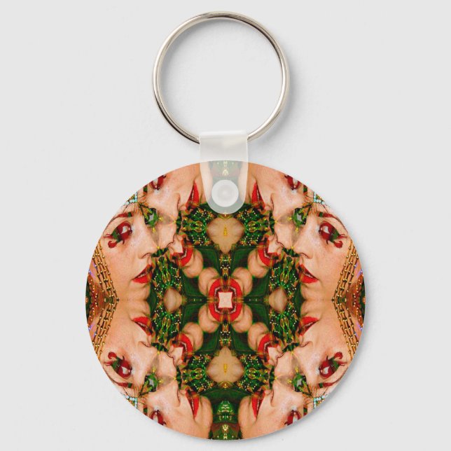 Red Lips Mandala Keychain (Front)