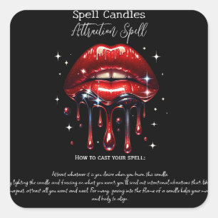 Red Lips Manifesting Attraction Magic Spell Square Sticker