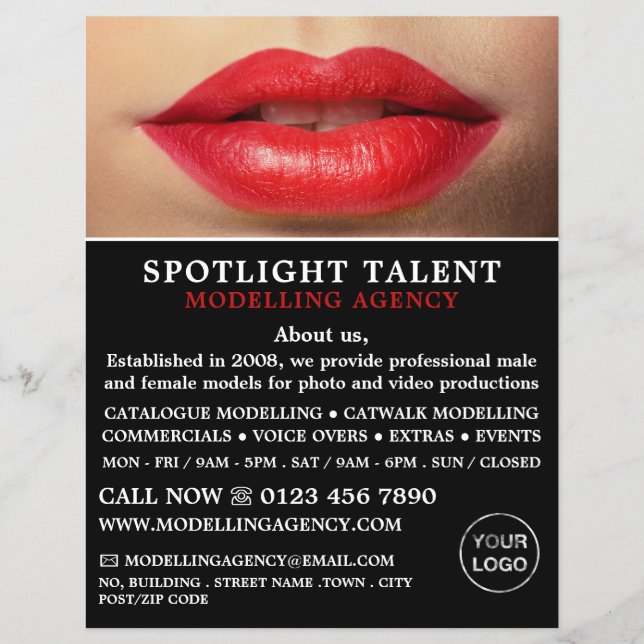 Red Lips, Modelling Agency, Model Agent Advert Flyer (Front)