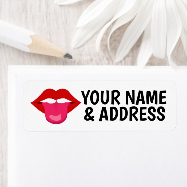 RED LIPS MOUTH TONGUE RETURN ADDRESS LABELS (Insitu)