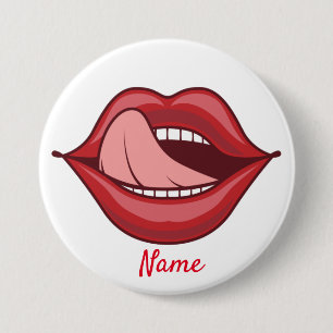 Red Lips Open Mouth Thunder_Cove 3 Inch Round Button