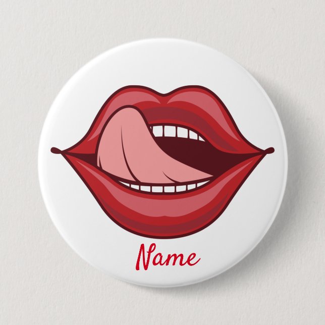Red Lips Open Mouth Thunder_Cove 3 Inch Round Button (Front)