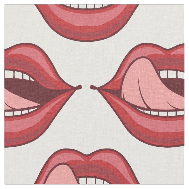 Red Lips Open Mouth Thunder_Cove Fabric (Close Up)