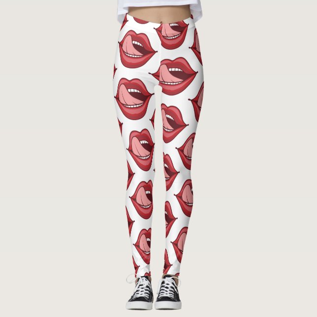 Red Lips Open Mouth Thunder_Cove  Leggings (Front)