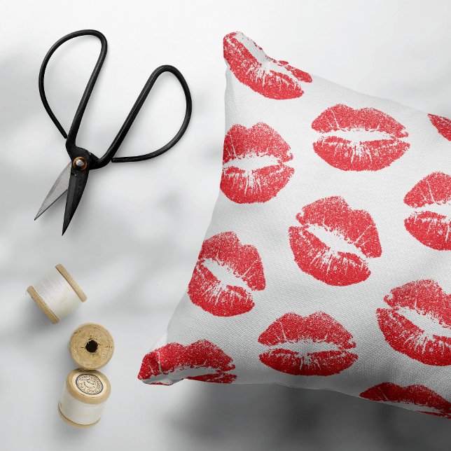 Red Lips, Pattern Of Lips, Red Lipstick, Kiss Accent Pillow (Creator Uploaded)