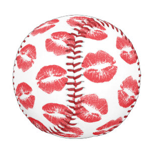 Red Lips, Pattern Of Lips, Red Lipstick, Kiss Baseball