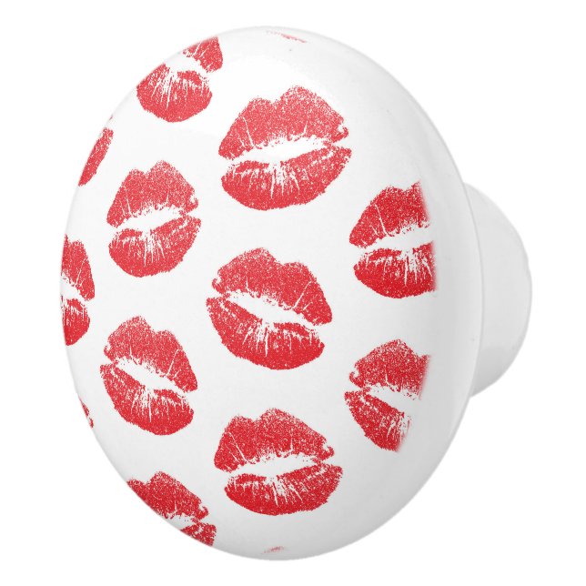 Red Lips, Pattern Of Lips, Red Lipstick, Kiss Ceramic Knob (Right)