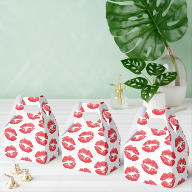 Red Lips, Pattern Of Lips, Red Lipstick, Kiss Favor Box (Multiple)