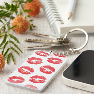 Red Lips, Pattern Of Lips, Red Lipstick, Kiss Keychain