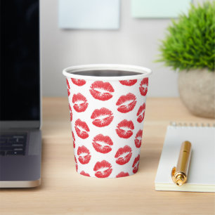 Red Lips, Pattern Of Lips, Red Lipstick, Kiss Paper Cups