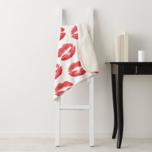 Red Lips, Pattern Of Lips, Red Lipstick, Kiss Sherpa Blanket