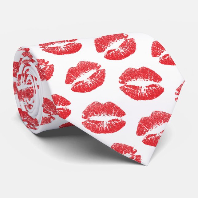 Red Lips, Pattern Of Lips, Red Lipstick, Kiss Tie (Rolled)