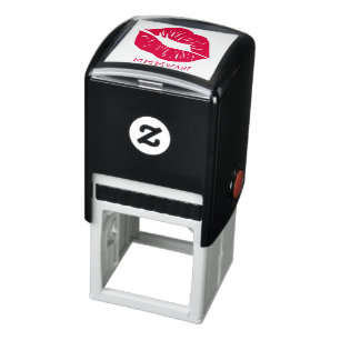 Red Lips Personalized Text Self-inking Stamp