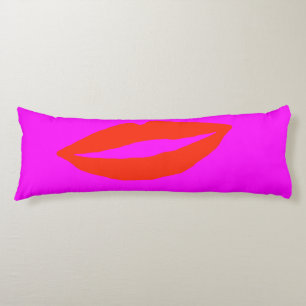 Red Lips Pink Body Pillow