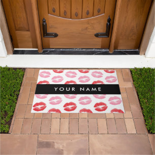 Red Lips, Pink Lips, Kiss, Your Name, Personalise Doormat