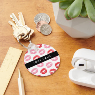 Red Lips, Pink Lips, Kiss, Your Name, Personalise Keychain