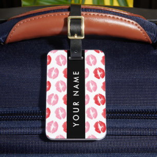 Red Lips, Pink Lips, Kiss, Your Name, Personalise Luggage Tag