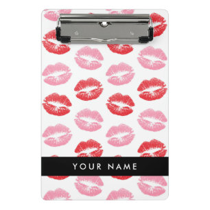 Red Lips, Pink Lips, Kiss, Your Name, Personalise Mini Clipboard