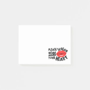 Red Lips Please Scream Inside Your Heart Funny Post-it Notes