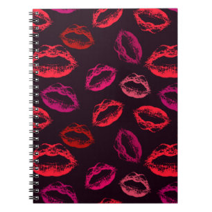 Red lips print seamless pattern notebook