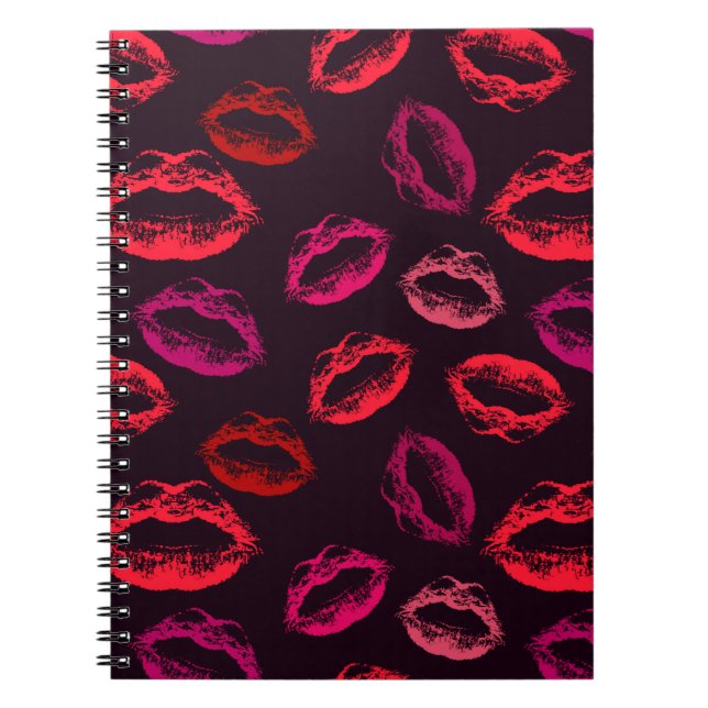 Red lips print seamless pattern notebook (Front)