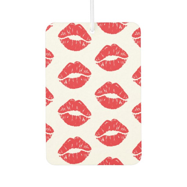 Red Lips, Red Lipstick, Kiss, Pattern Of Lips Air Freshener (Front)