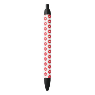 Red Lips, Red Lipstick, Kiss, Pattern Of Lips Black Ink Pen
