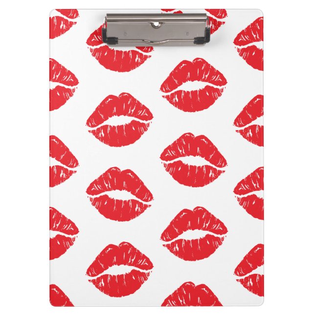 Red Lips, Red Lipstick, Kiss, Pattern Of Lips Clipboard (Front)