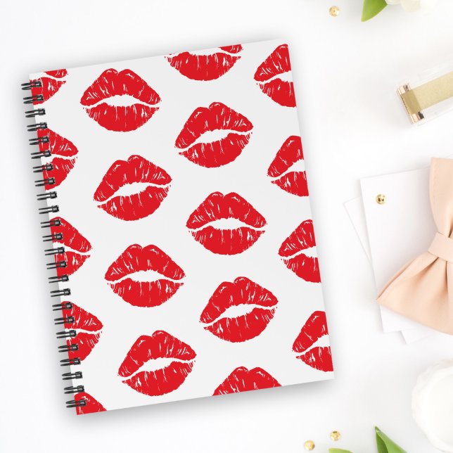 Red Lips, Red Lipstick, Kiss, Pattern Of Lips Notebook (Creator Uploaded)