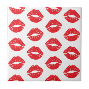 Red Lips, Red Lipstick, Kiss, Pattern Of Lips Tile