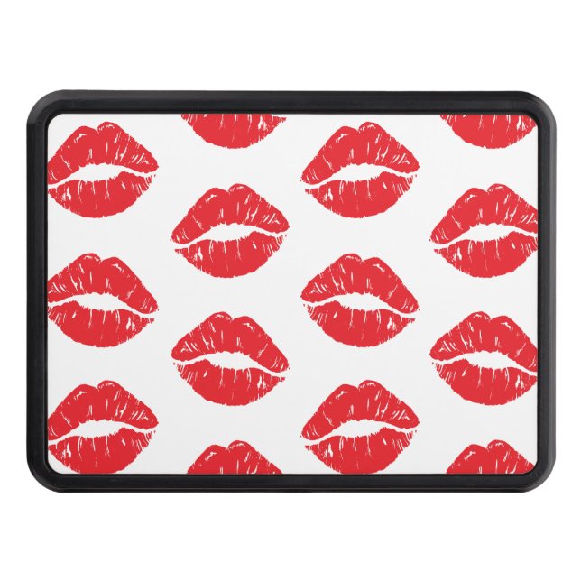 Red Lips, Red Lipstick, Kiss, Pattern Of Lips Trailer Hitch Cover (Front)