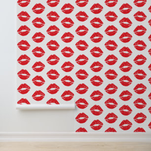 Red Lips, Red Lipstick, Kiss, Pattern Of Lips Wallpaper